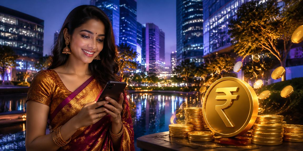 User making secure deposit via mobile with INR currency